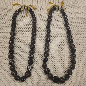 Kukui Nut Lei Necklace, Dark Brown, For Luau Celebration,  Graduation or Wedding
